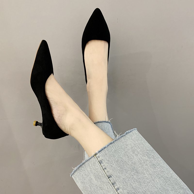 Giày Nhung Gót Thấp Thời Trang Công Sở Thanh Lịch Cho Nữ