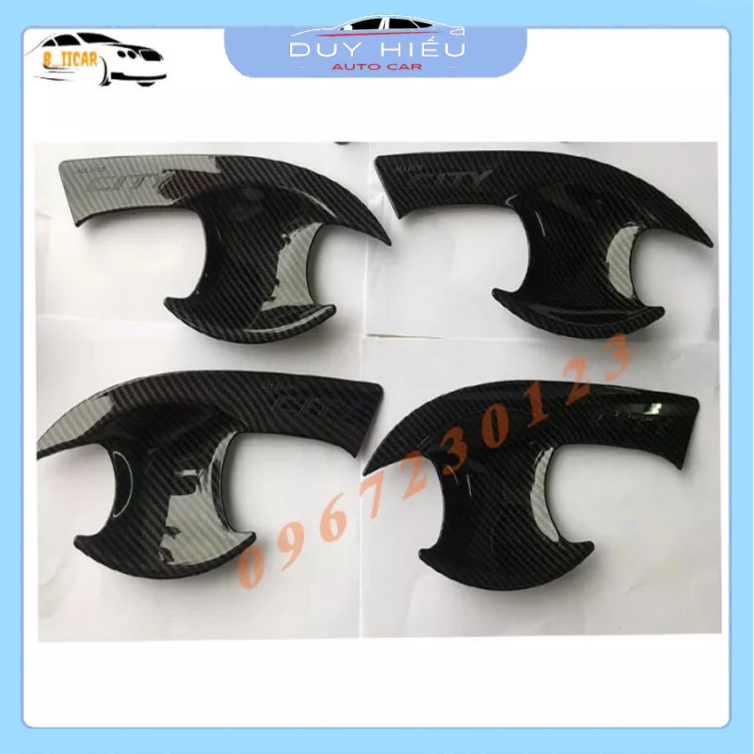 Bộ ốp tay và hõm cửa Honda City 2021 vân cacbon chống xước siêu đẹp và bền bỉ với thời gian