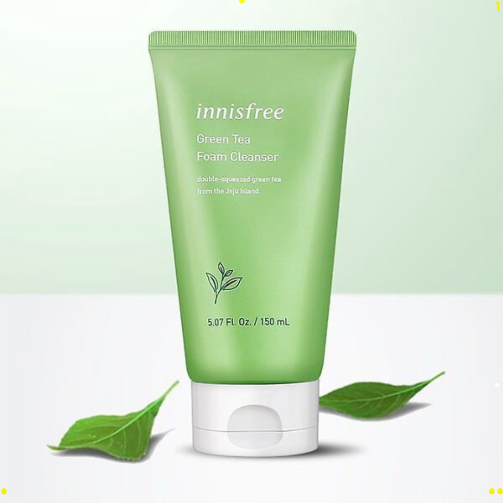 sữa rửa mặt trà Xanh innisfree green tea cleansing foam 150ml hàn quốc, trắng da cao cấp trị sạch mụn dưỡng ẩm cho nữ HO