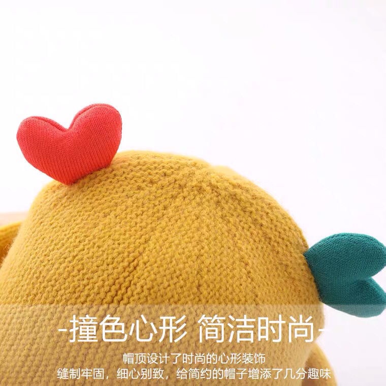 Mũ len dệt kim thu đông hình trái tim màu sắc ngọt ngào dễ thương cho bé