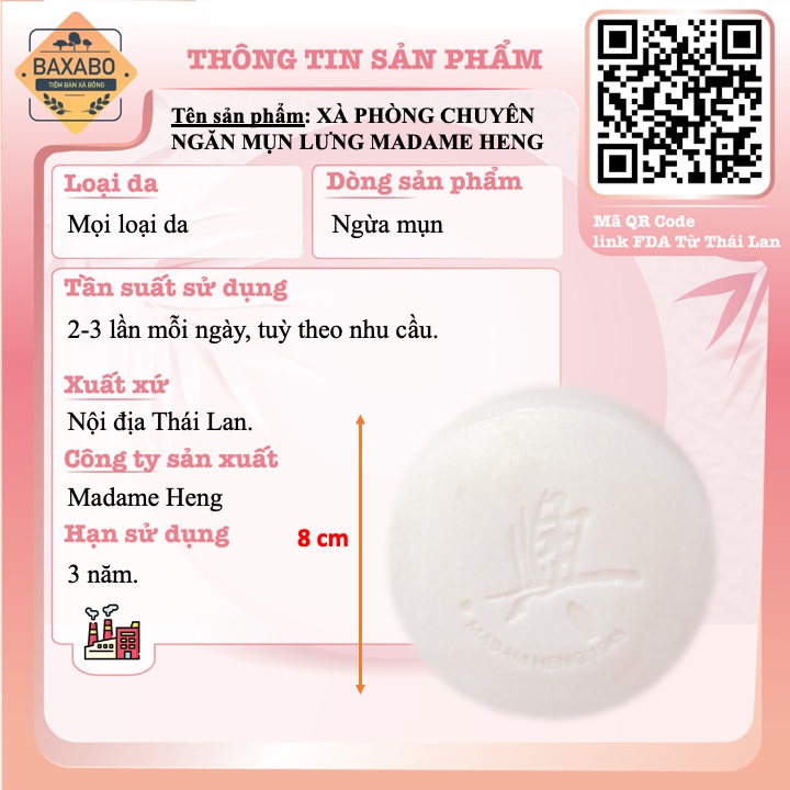 XÀ PHÒNG CHUYÊN NGĂN MỤN LƯNG MADAME HENG - XÀ PHÒNG CỔ TRUYỀN THÁI LAN - HIỆU QUẢ NGAY CỤC ĐẦU TIÊN 160G