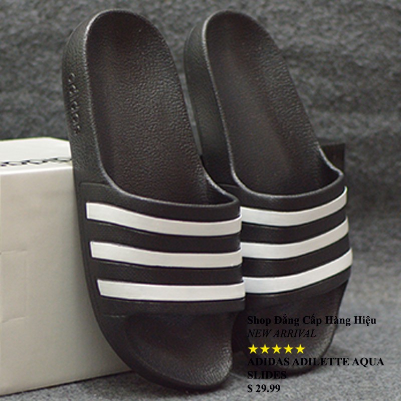 Dép trẻ em Adidas Adilette Aqua đen sọc trắng