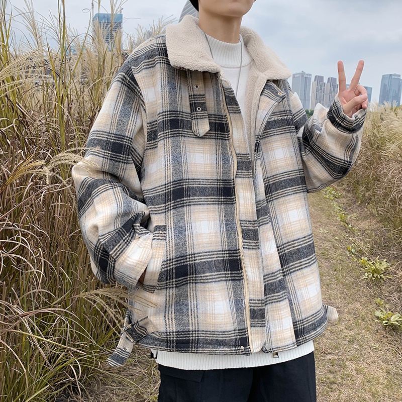 Áo khoác dạ nam hàn quốc lông cừu kẻ caro hàng cao cấp siêu đẹp