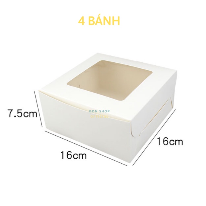 Set 5 Hộp giấy đựng bánh Cupcake màu Trắng kèm đế rời - Nhiều Size