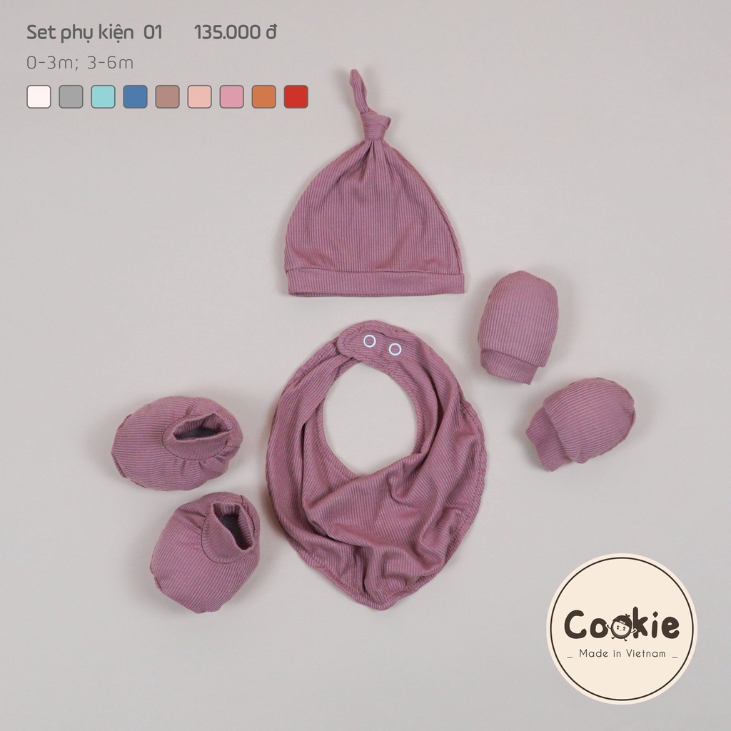 Set phụ kiện mũ chóp Cookie cho bé sơ sinh