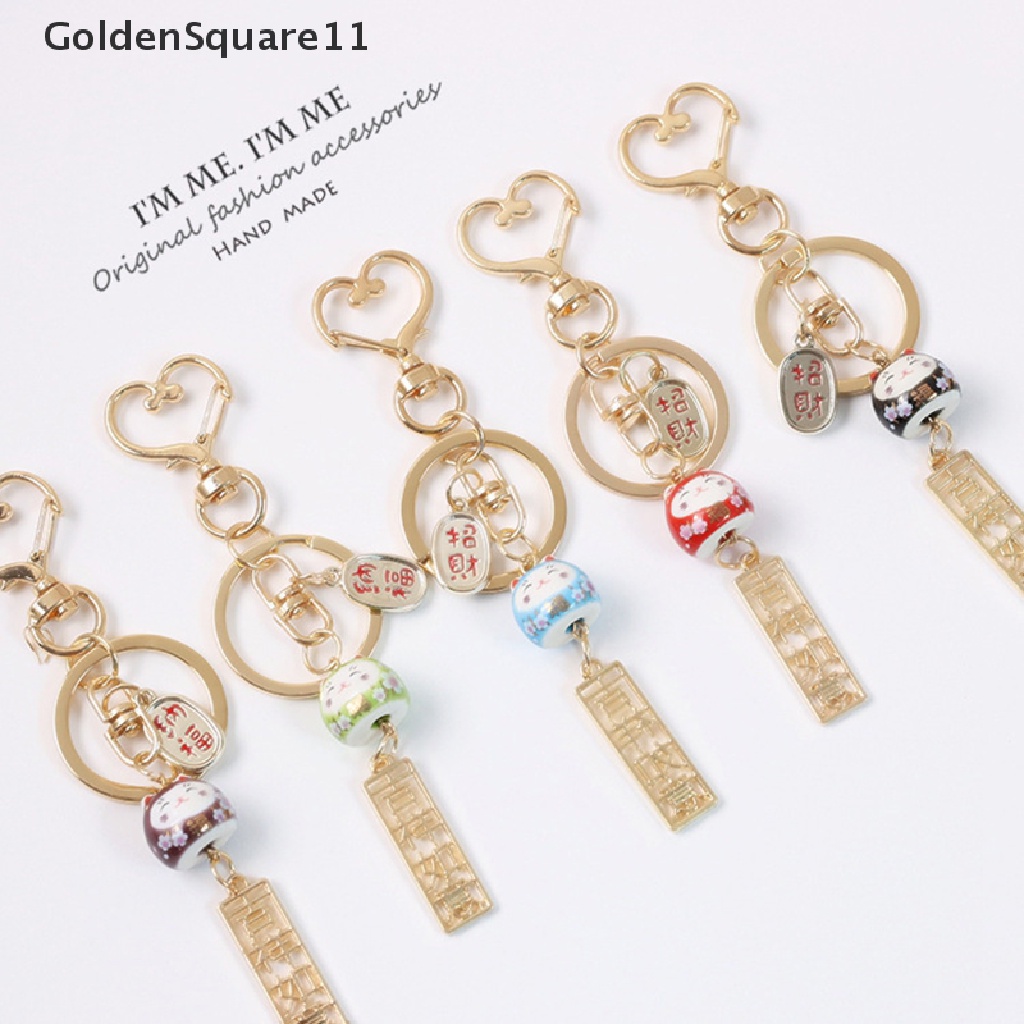 Móc Khóa Hình Mèo May Mắn Bằng Gốm Sứ Dễ Thương Goldsquare11