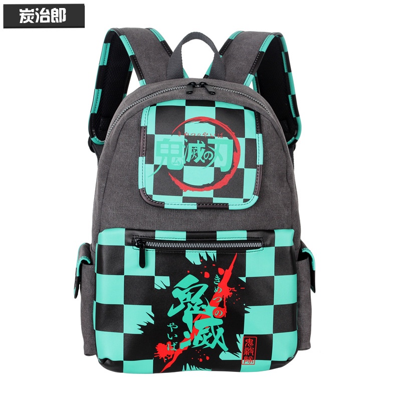 Ba Lô Đi Học Vải Canvas In Họa Tiết Anime Demon Slayer