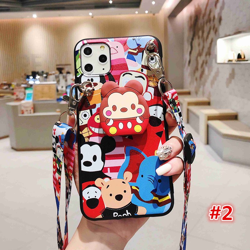 Ốp điện thoại họa tiết quỷ Disney có dây đeo dài cho Samsung A10 J6 J8 Plus A50 A9 2018 A750 M20 M30 A20 A30