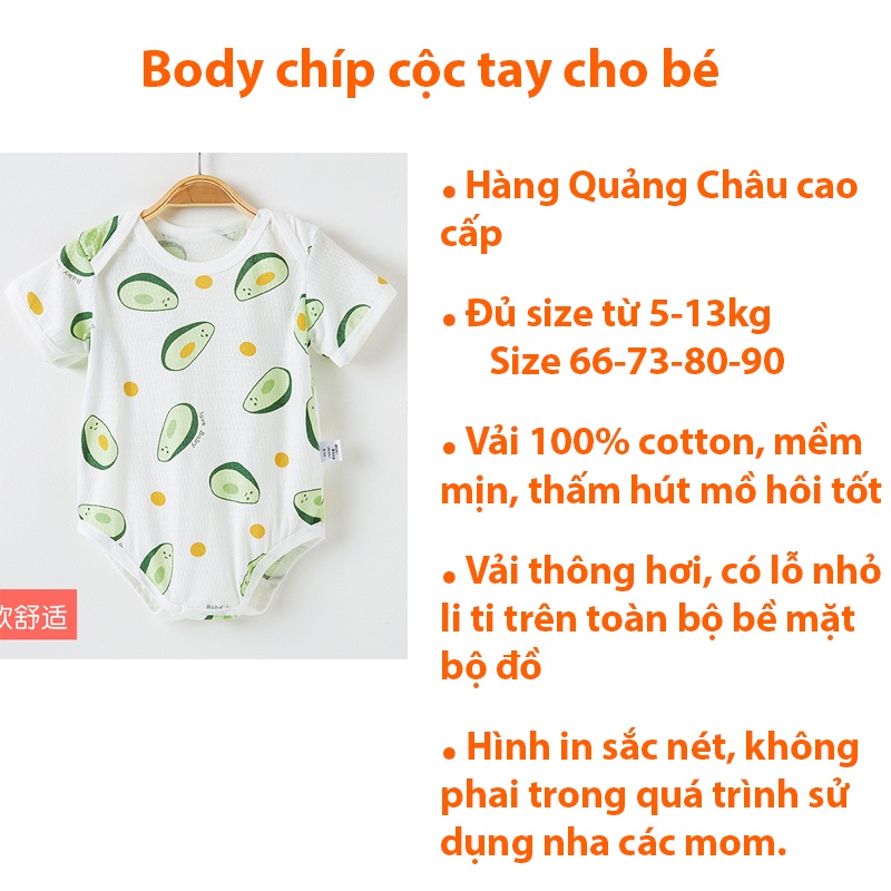 Bộ body chip bé gái bé trai, mẫu bodysuit liền thân mùa hè vải 100% cotton hàng Quảng Châu cao cấp _ BD36