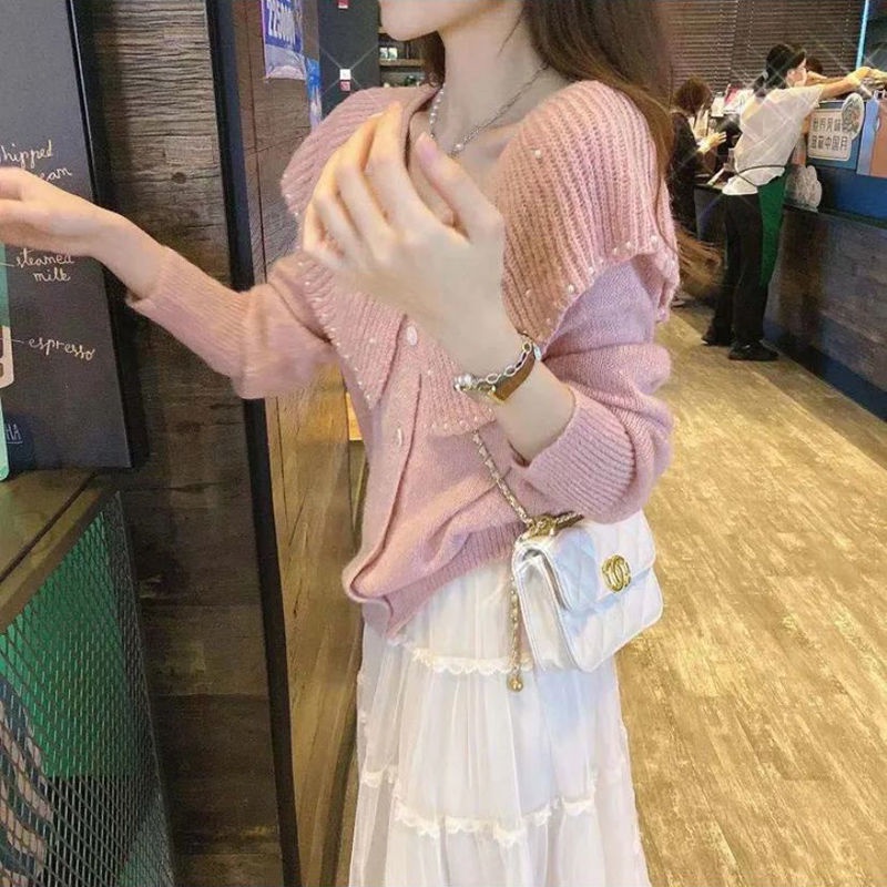 Áo khoác len dáng rộng tay dài phong cách Hàn Quốc thời trang mùa thu 2021