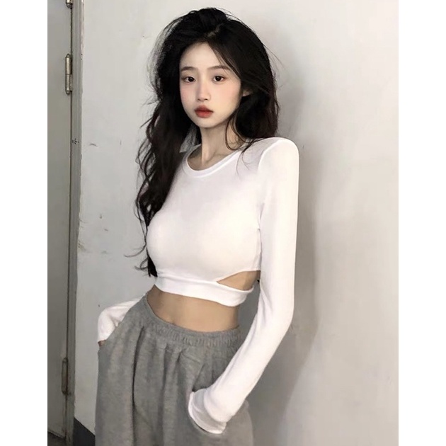 Áo croptop khoéc eo Ulzzang