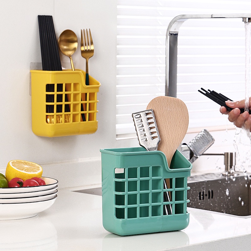 Ống đựng đũa thìa dán tường có lỗ thoát nước