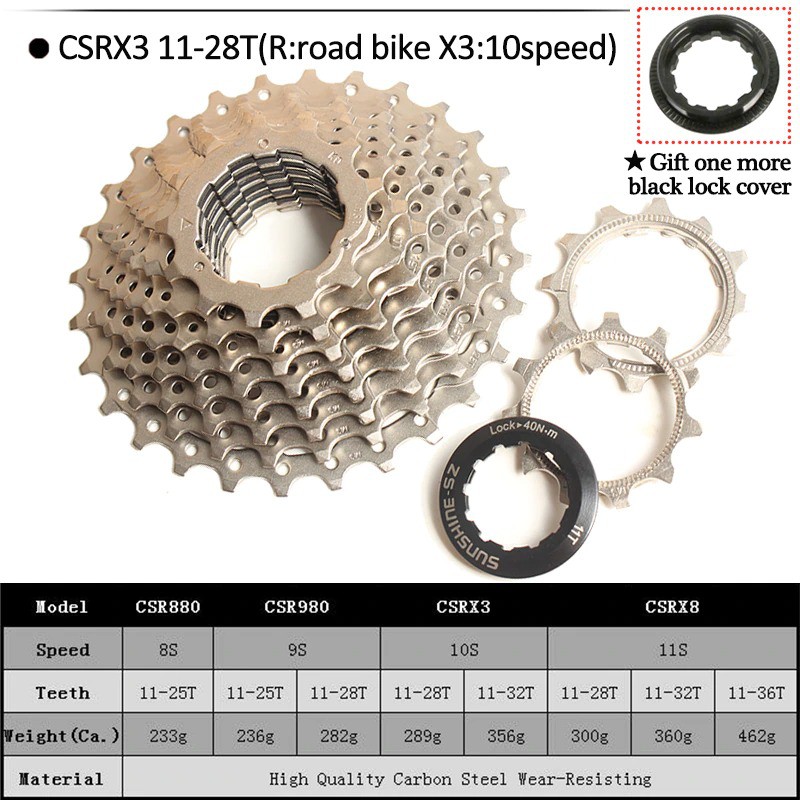 Líp Thả SunShine 8/9/10/11 Tốc Độ 11-28T Dành Cho Xe Road Tương Thích Bộ Chuyển Động Shimano , Sram
