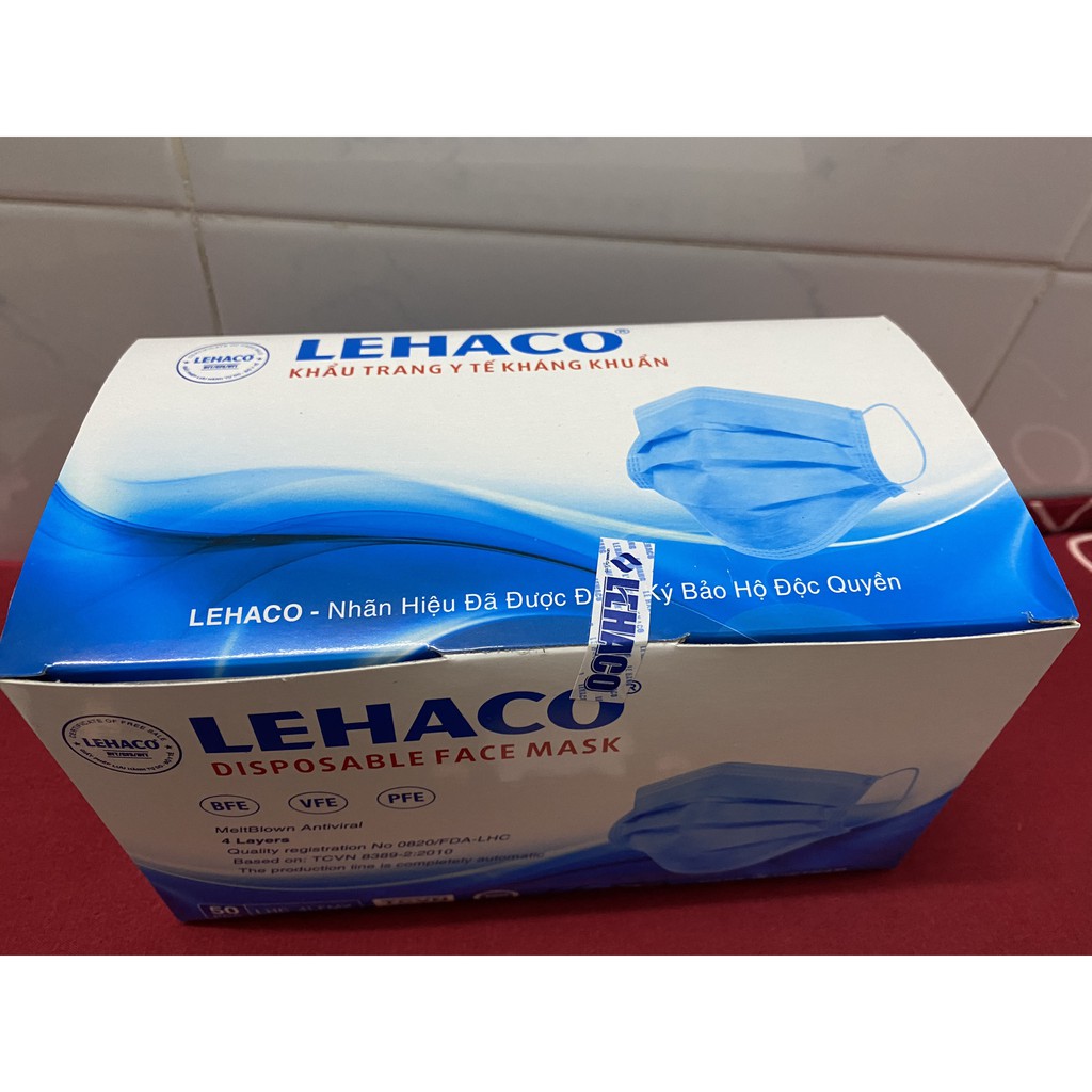 [ Cao Cấp ] Khẩu trang y tế LEHACO 4 lớp kháng khuẩn - 1 hộp 50 cái