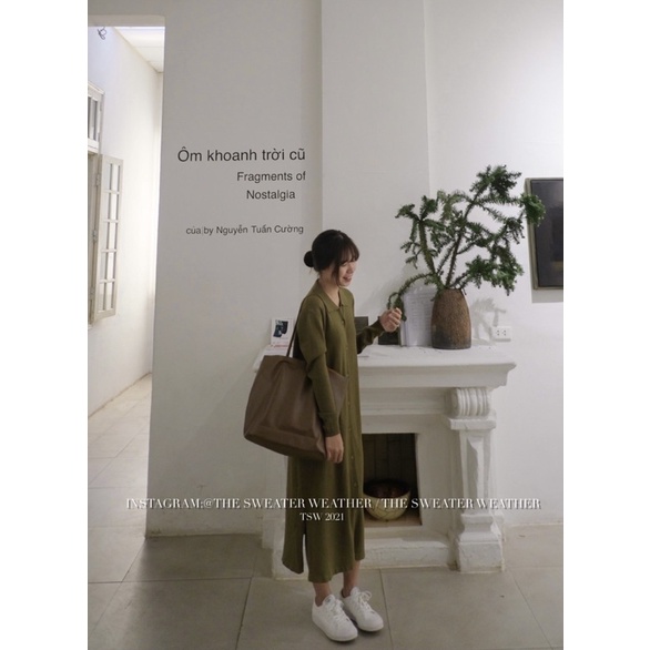 [Mã 2611THTRANG100K hoàn 10% xu đơn 99K] (Ảnh thật) Váy maxi len đũa cổ bẻ loại 1 the.sweaterweather TSW | BigBuy360 - bigbuy360.vn