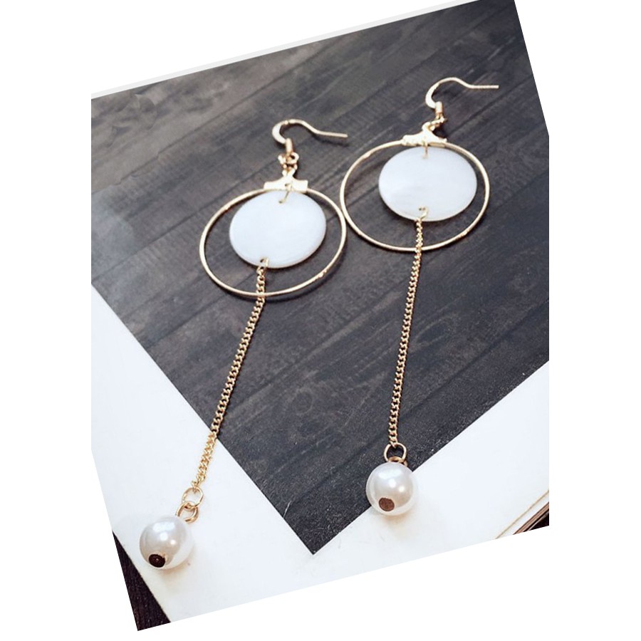 Bông tai hình tròn dáng dài trẻ trung BT105