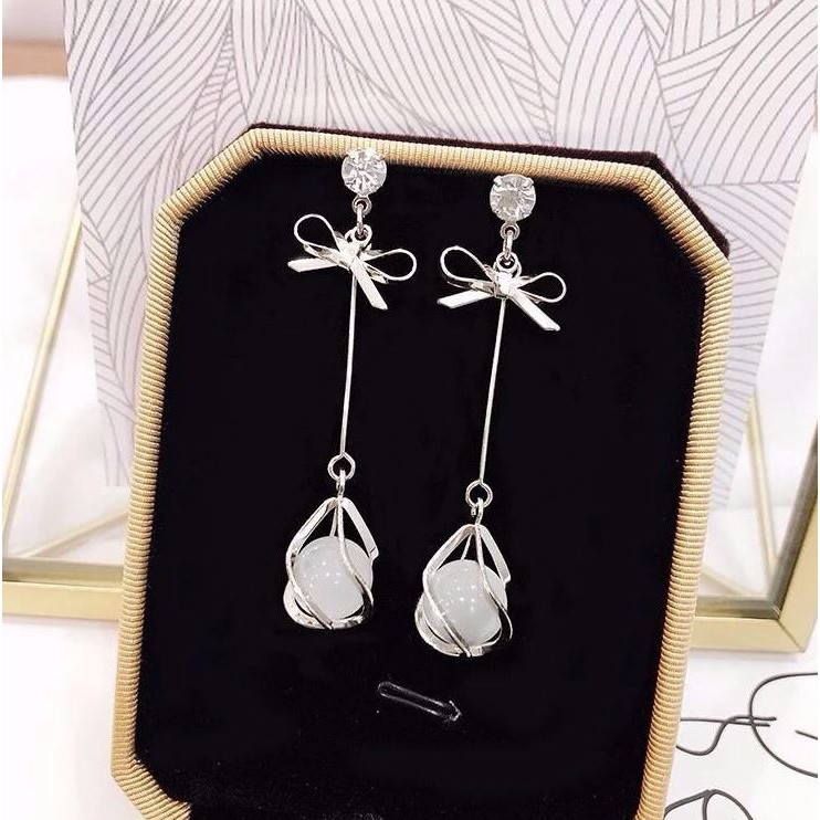 Khuyên Tai Dáng Dài Đính Hạt Tròn To i21