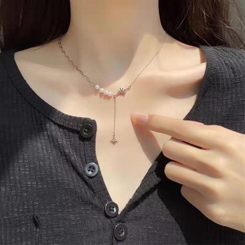 Vòng cổ đính hạt ngọc trai nhân tạo sang trọng thời trang thu đông 2021 R105 dành cho nữ R105