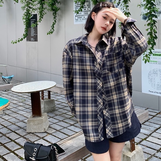 ZHELIHANGFEI Áo kẻ sọc cổ điển dài tay chống nắng áo sơ mi dáng rộng đa năng