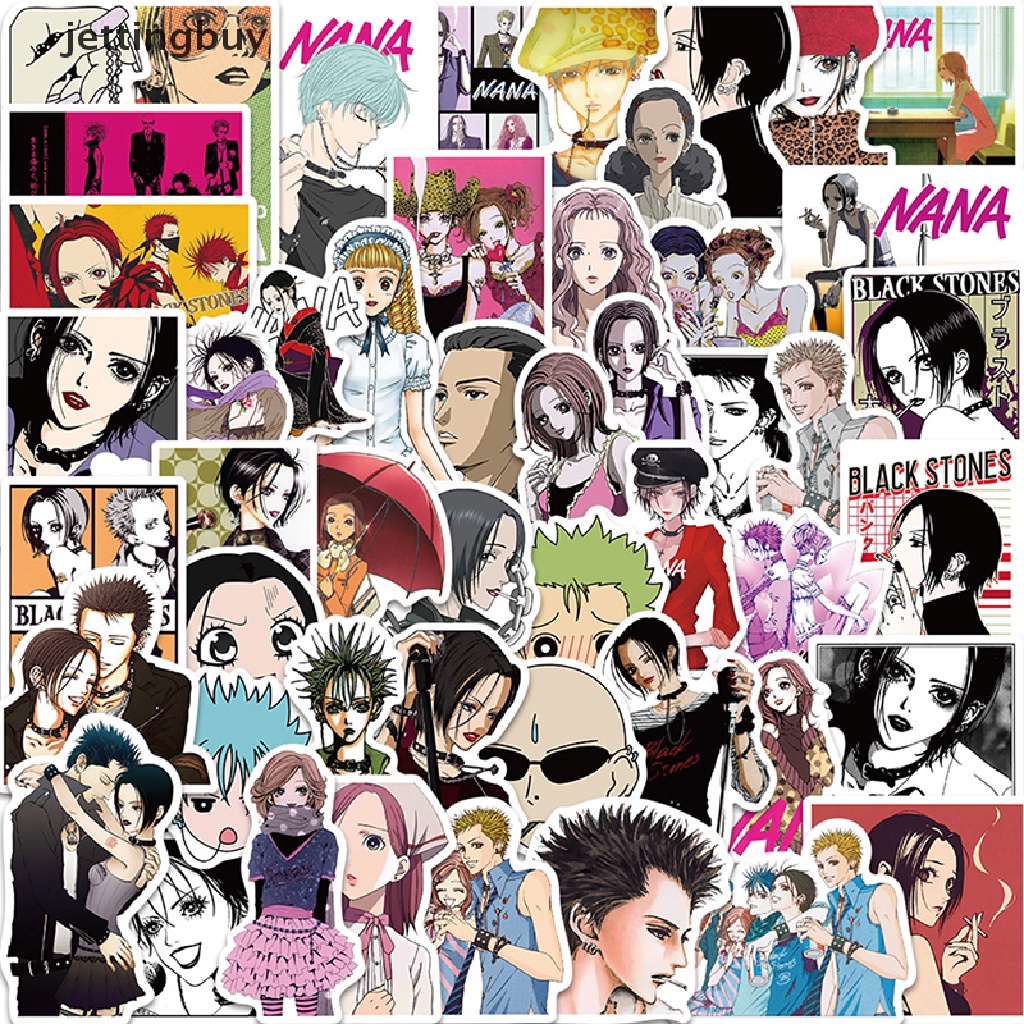 Set 50 miếng dán trang trí JETTING graffiti nhân vật anime NANA dành cho xe hơi xe máy va li máy tính xách tay