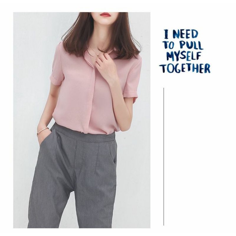 Áo Sơ Mi Nữ Tay Ngắn Vải Voan Mềm Mịn Ulzzang