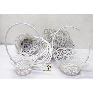 Combo 10 giỏ trắng nhựa dùng cắm hoa loại trung [ 17-20 cm ]