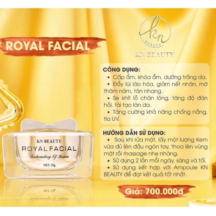 &lt;Nhận quà ngay&gt; Combo 3 sản phẩm nâng cơ trẻ hóa da Royal KN Beauty: Tinh chất dưỡng + Kem Dưỡng + sữa rửa mặt