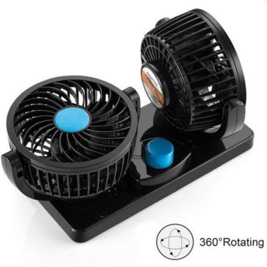 Quạt máy đôi  12v,  xoay 360 tiện ích trên ô tô,, xe hơi cao cấp