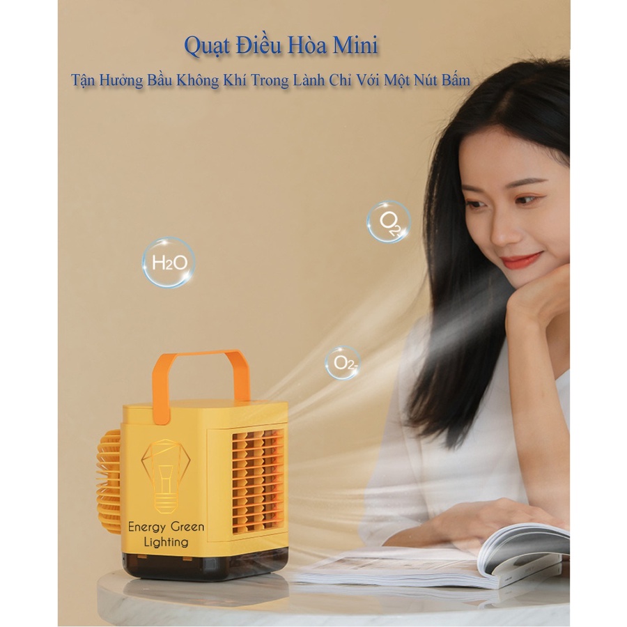Quạt Điều Hòa Làm Mát Không Khí Mini Energy Green Lighting WY-17 - Pin Sạc Tích Điện - Tiết Kiệm Điện Năng
