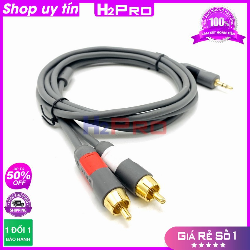 Dây av 1 ra 2 Belkin Đức H2Pro chống nhiễu-chống dứt, dây loa 1 đầu 3.5 ra 2 av dài 2m (hàng bãi)