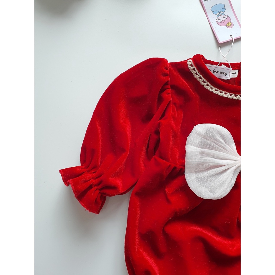 Body nhung đỏ thu đông cho bé TẶNG KÈM MŨ VÀ GIÀY VẢI