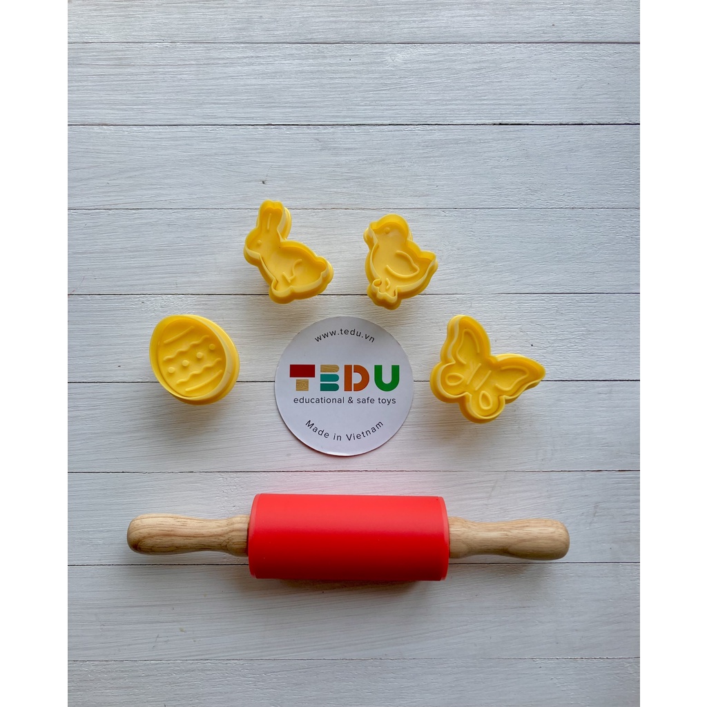 Bộ khuôn ấn TRỨNG VỊT BƯỚM THỎ (PHỤC SINH) chơi bột nặn đất nặn an toàn TEDU