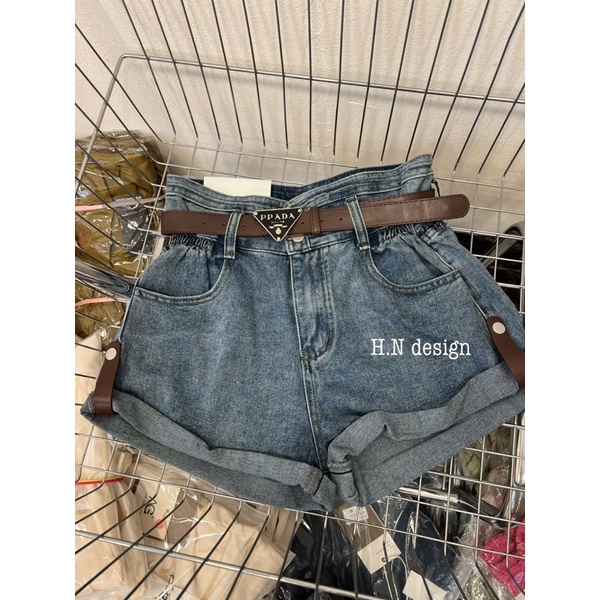 Quần sooc jean p da ra kèm đai siêu hot loai 1