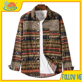 Autumn corduroy shirt collar long sleeve national style versatile shirt6