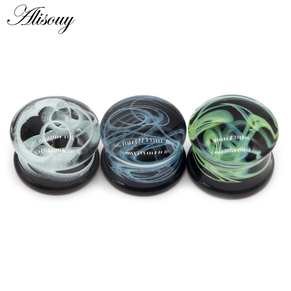 Alisouy Set 2 Khuyên Nong Tai Bằng Thủy Tinh Nhiều Màu Kích Thước 6-16mm Thời Trang Cho Nam Và Nữ