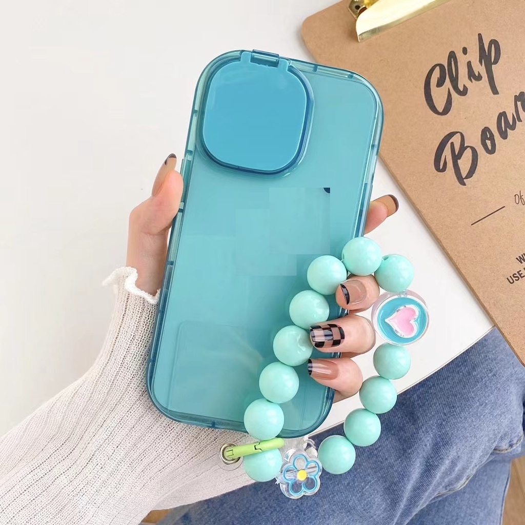 Ốp Điện Thoại Mềm Mặt Gương Màu Trơn Có Dây Đeo Tay Cho Iphone 12 pro max 11 pro max xs max xr x 13proamx plus