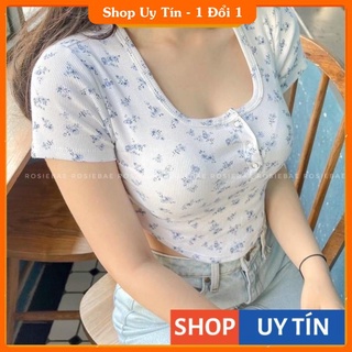 [HOT] Áo croptop kiểu hoa nhí 🌸, bướm nhí 🦋, vạt bầu nút bấm siêu xinh ôm body A5132
