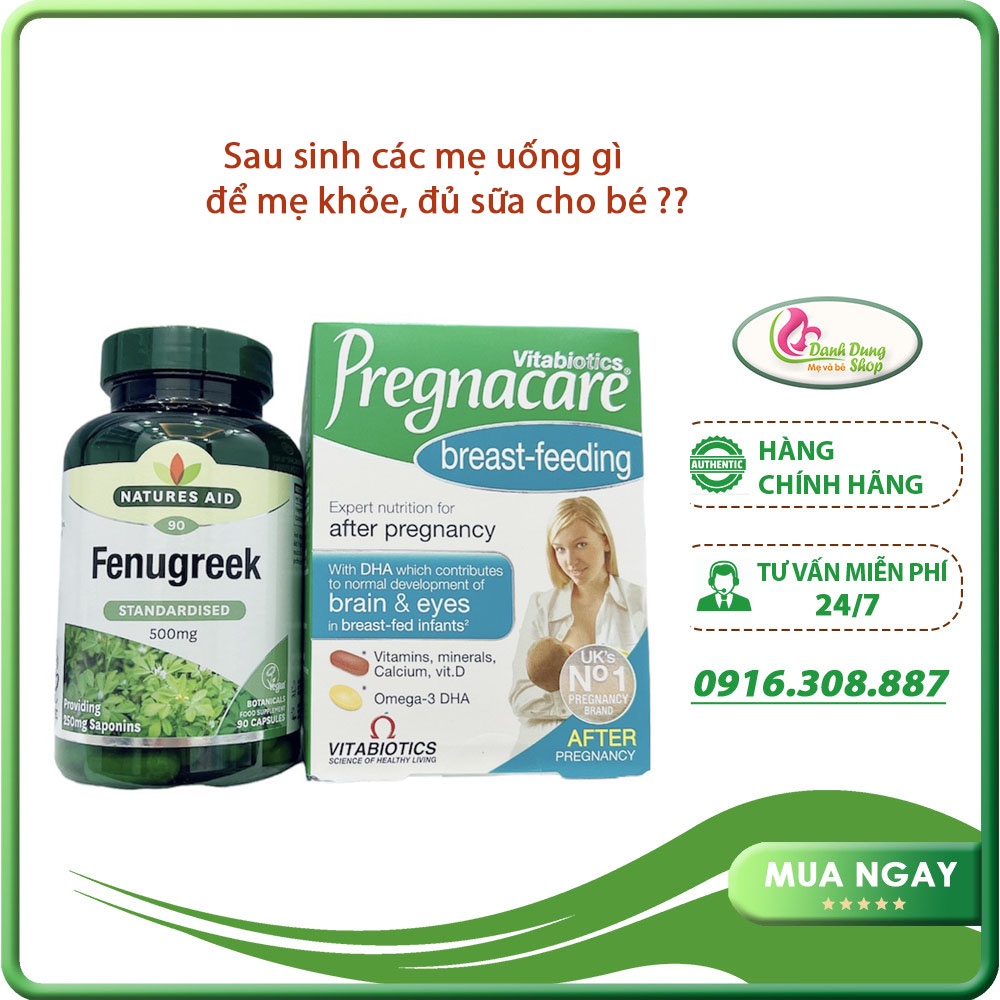 Combo Pregnacare breast feeding và cỏ Cà ri lợi sữa Fenugreek