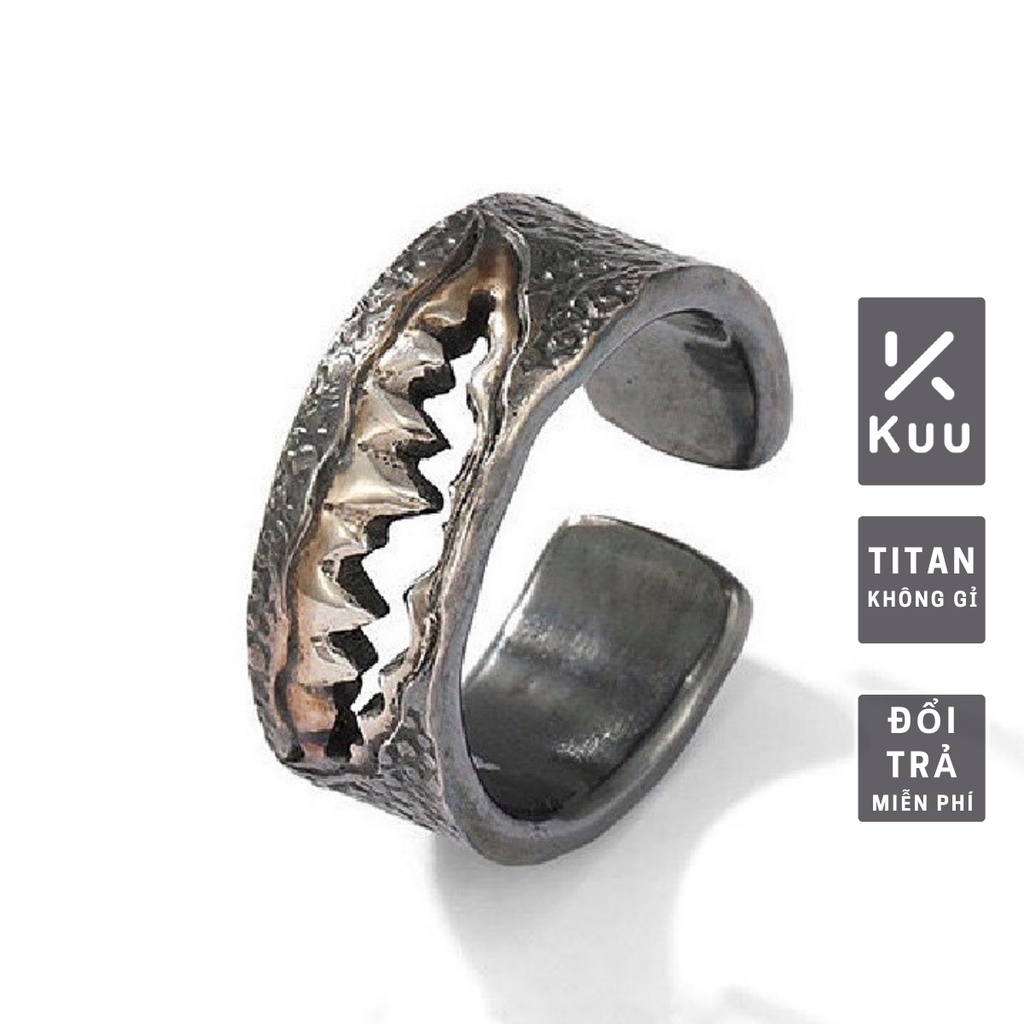 Nhẫn nam nữ tròn unisex Kuu Studio màu bạc thời trang đơn giản chất Titan đẹp không gỉ - Nhẫn Joker