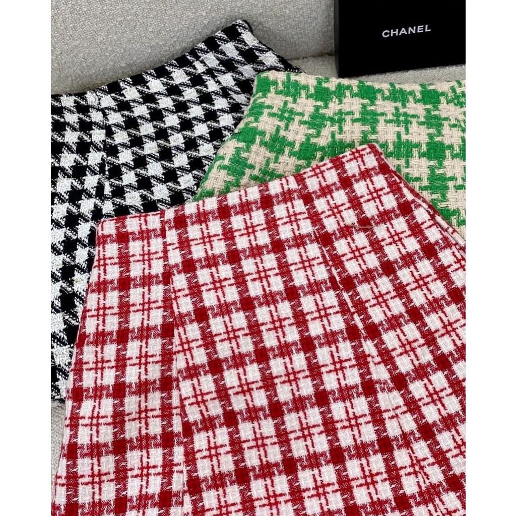 CHÂN VÁY TWEED fome chữ A may lót quần