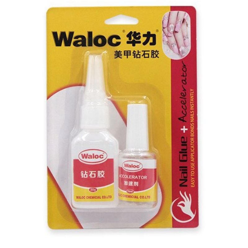 Keo bê tông nail Waloc đính đá gắn móng set 2 chai
