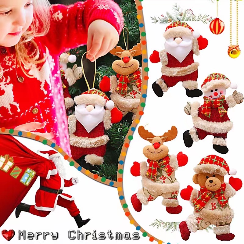 🎅 Mặt dây chuyền quà tặng trang trí giáng sinh, ông già Noel, người tuyết, nai sừng tấm, gấu