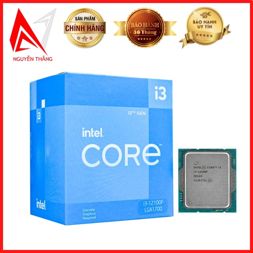 Cpu bộ vi xử lý Intel Core i3 12100F / 3.3GHz Turbo 4.3GHz / 4 Nhân 8 Luồng / 12MB / LGA 1700 chính hãng