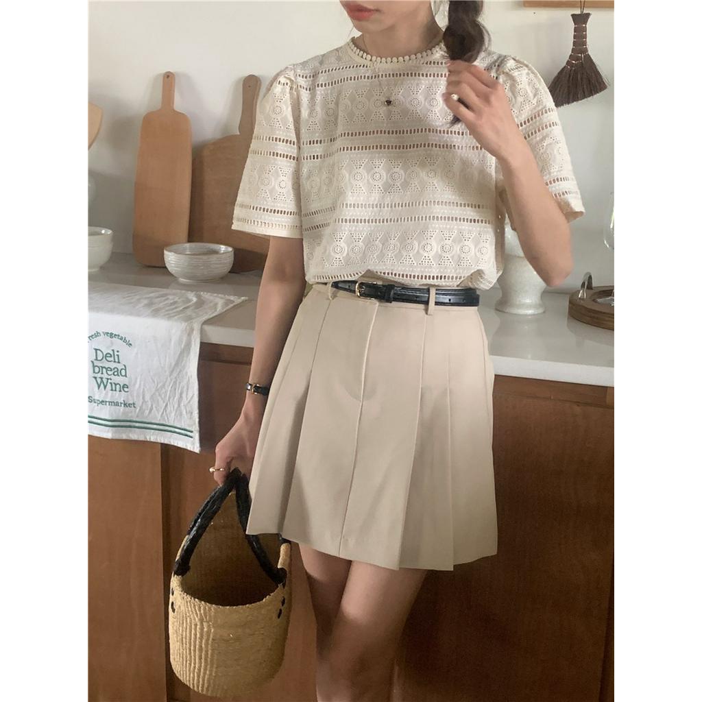 Áo Sơ Mi Thêu Xuyên Thấu Ngắn Tay Thời Trang Hàn Quốc 63508