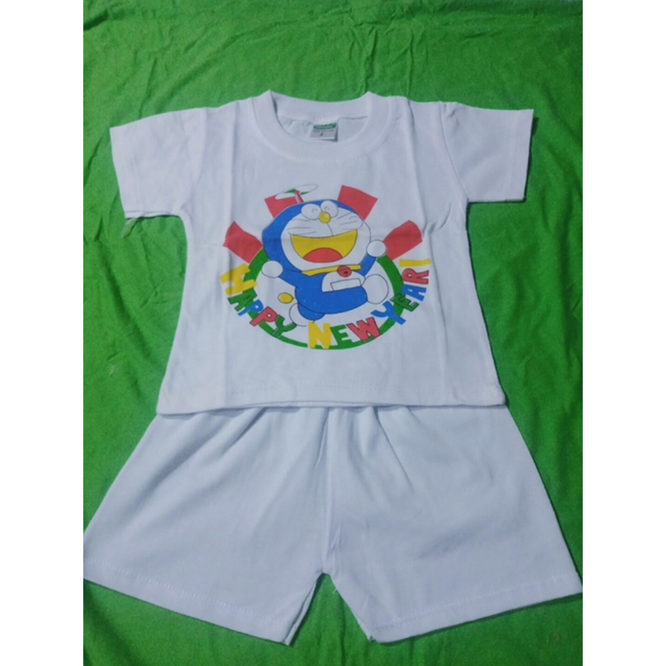 Đồ bộ áo cổ bo ngắn trắng sơ sinh 100% cotton