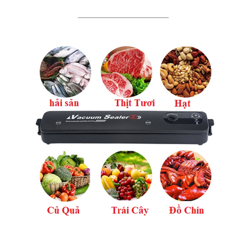 Máy hút chân không Vacuum Sealer ZR-001 hút đa dạng thực phẩm, lực hút kiệt, hàn kín- Tặng 15 túi hút.