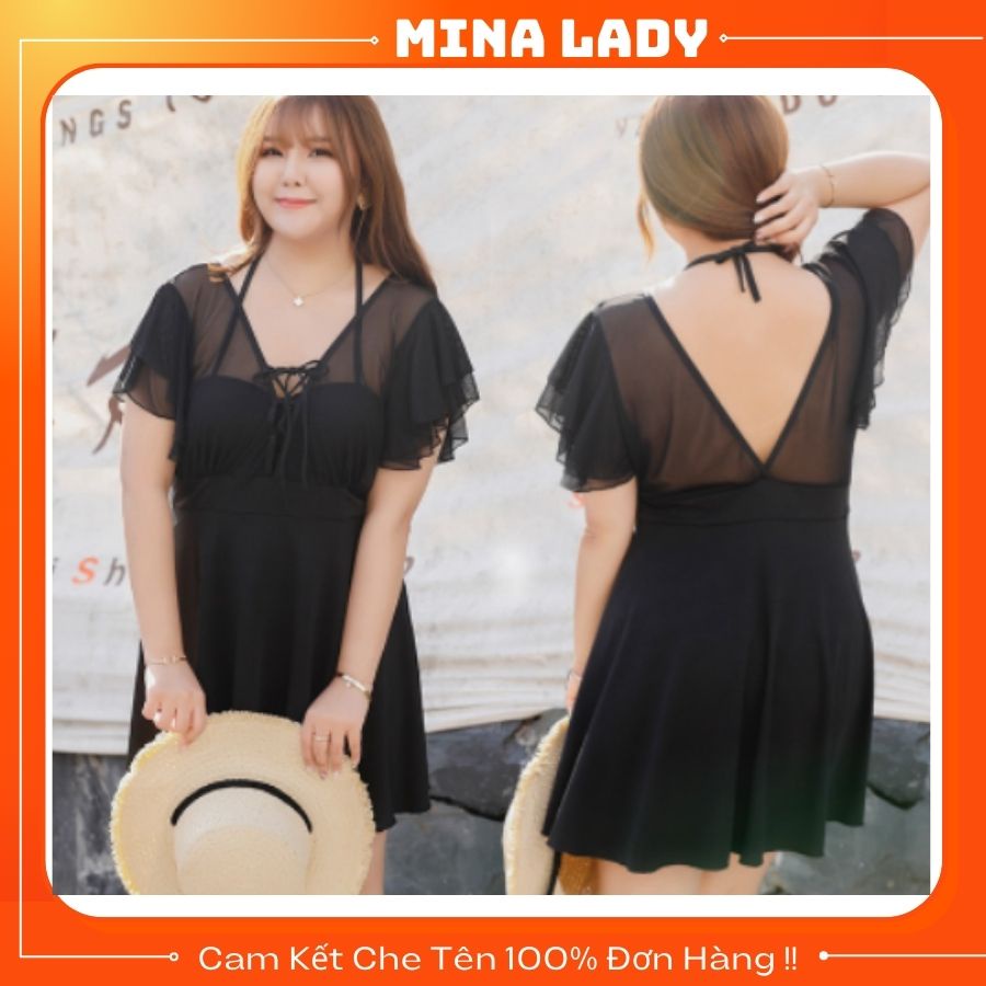 Đồ Bơi Nữ Liền Thân Big Size Kín Đáo Đẹp Màu Đen Dành Cho Người Béo Mập 58-80KG giá rẻ HN