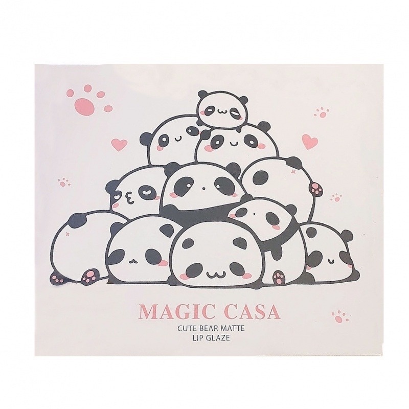 Set 6 Son Môi MAGIC CASA Chống Thấm Nước Và Mồ Hôi Lâu Trôi Trang Điểm Tự Nhiên Thiết Kế Hình Gấu Dễ Thương