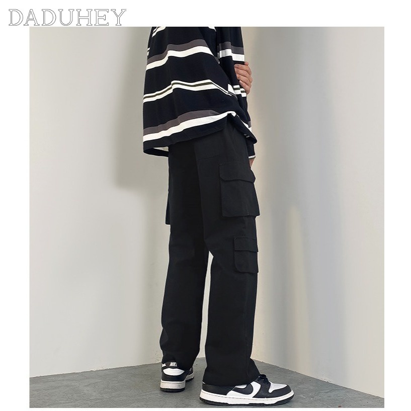 DaDuHey Multi-Pocket Cargo Pants Men's Fashion Brand Ins Hong Kong Style Casual Trousers High Street Mechanical Style Ankle Banded Pants Handsome Men's Pants