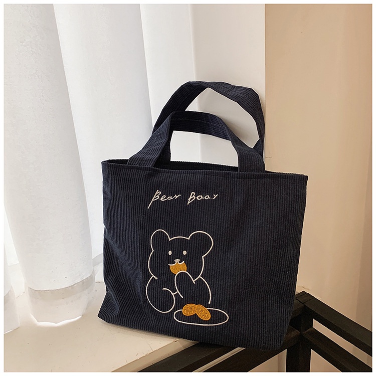 Túi Xách Đeo Vai Vải Nhung Kẻ Phong Cách Hàn Quốc Dễ Thương Cho Nữ